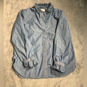 J. Crew classic blue button up blouse 8